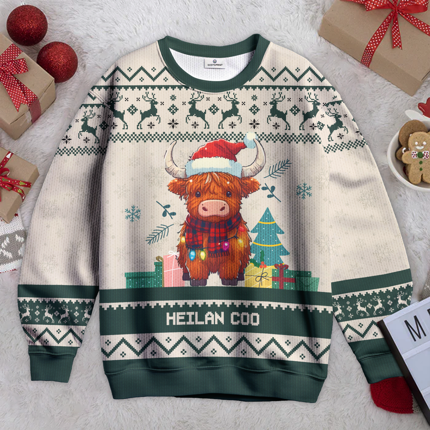 Highland Coo Unisex Ugly Christmas Sweater