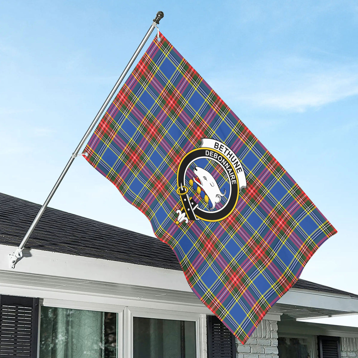 Bethune Modern Tartan Crest House Flag