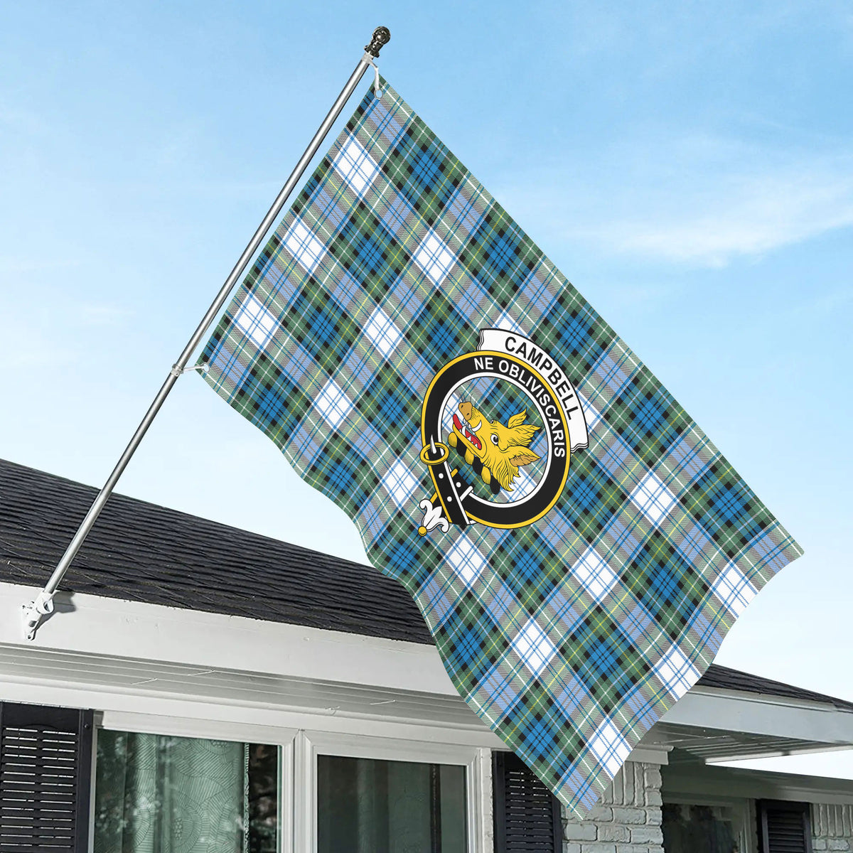 Campbell Dress Ancient Tartan Crest House Flag