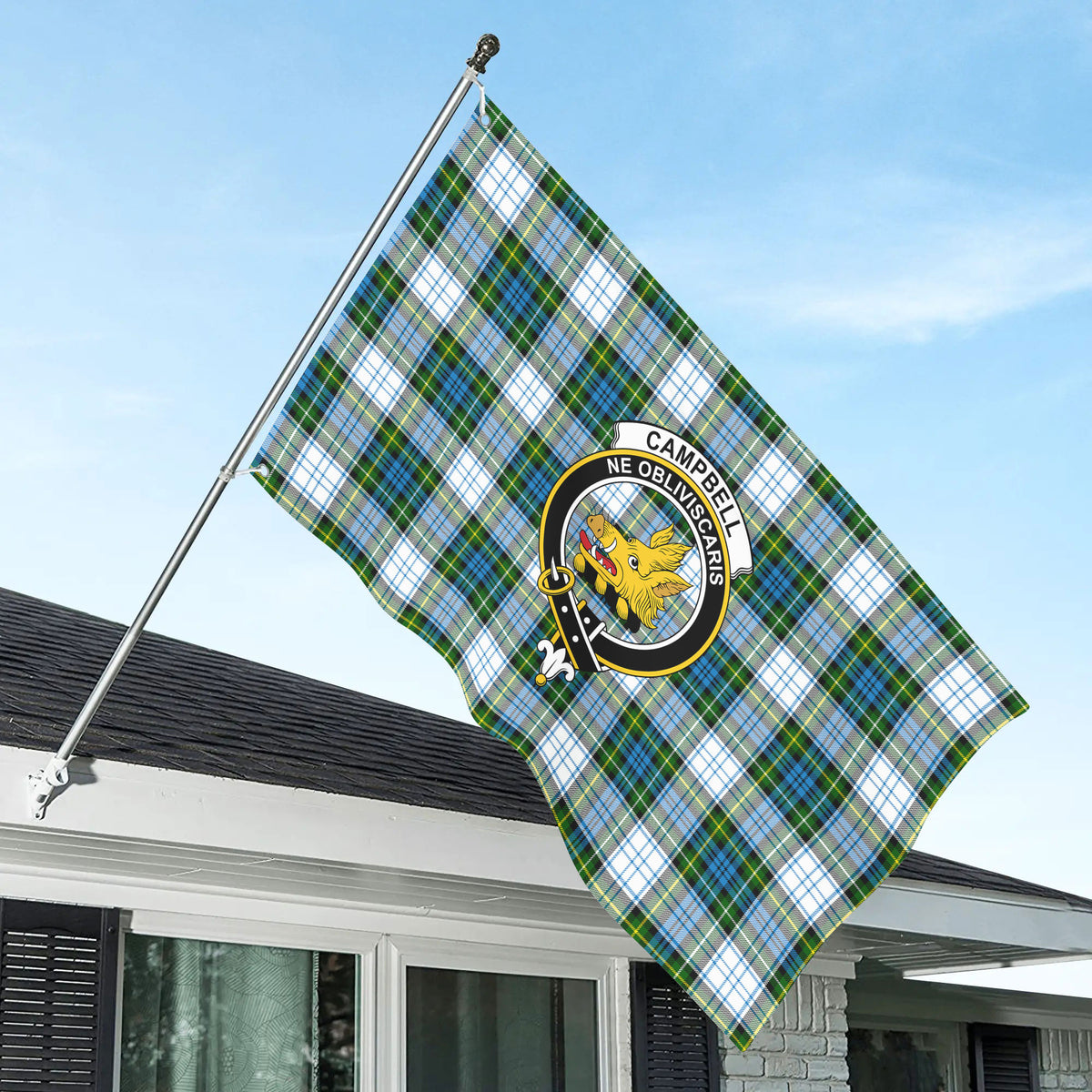 Campbell Dress Tartan Crest House Flag