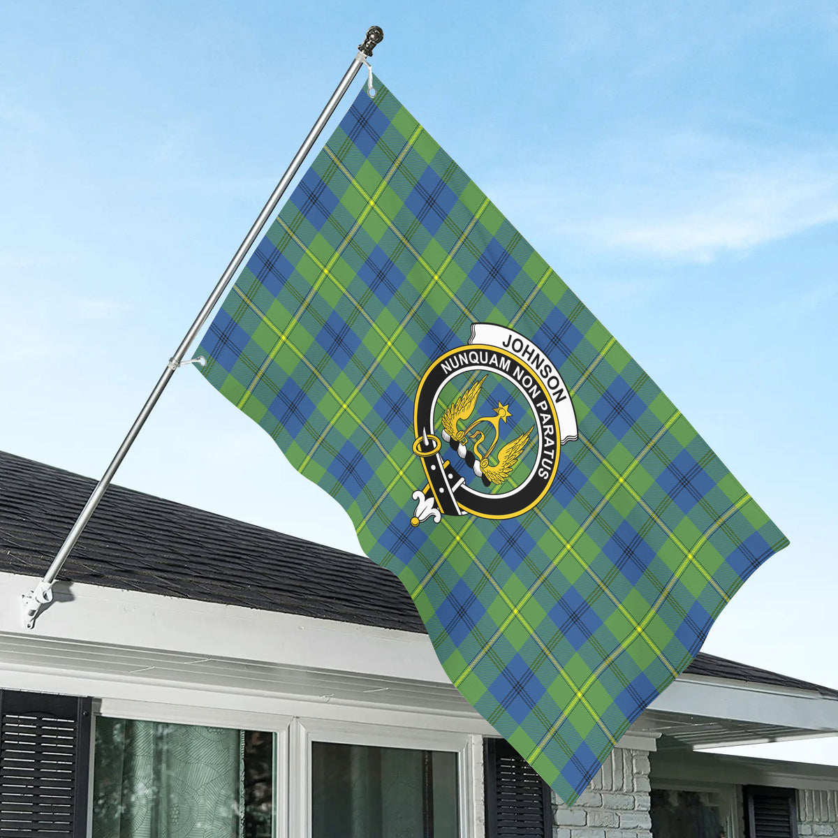 Johnson Ancient Tartan Crest House Flag