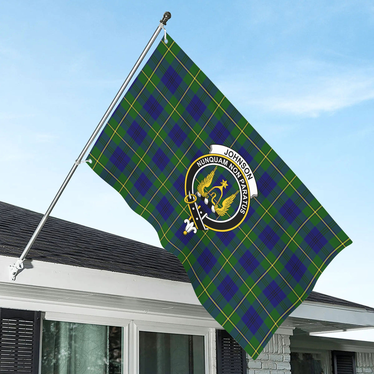Johnson Modern Tartan Crest House Flag