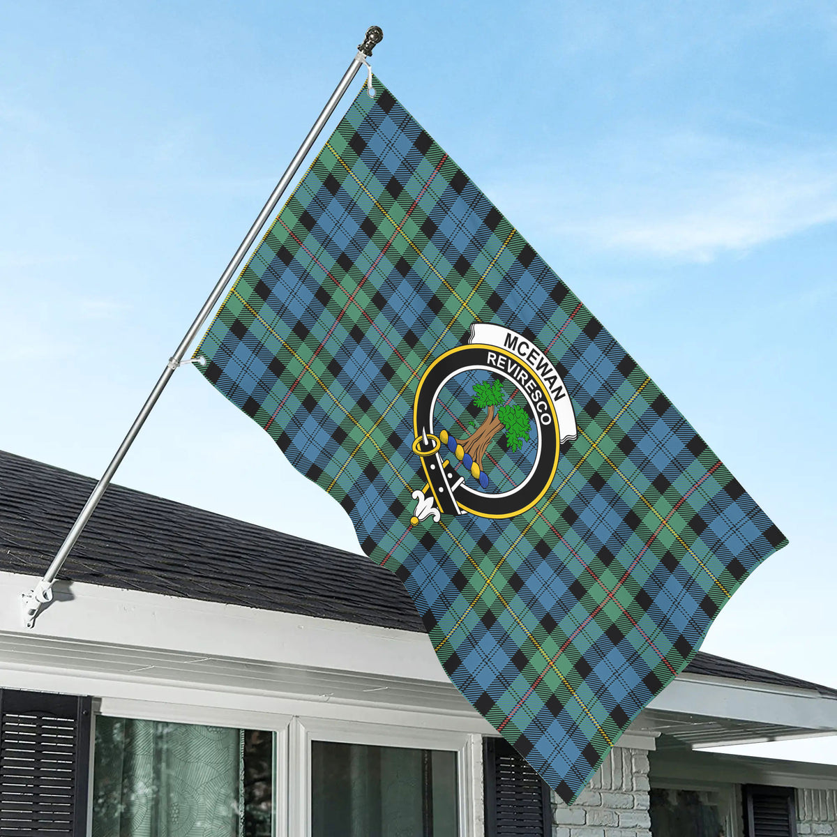 McEwan Ancient Tartan Crest House Flag