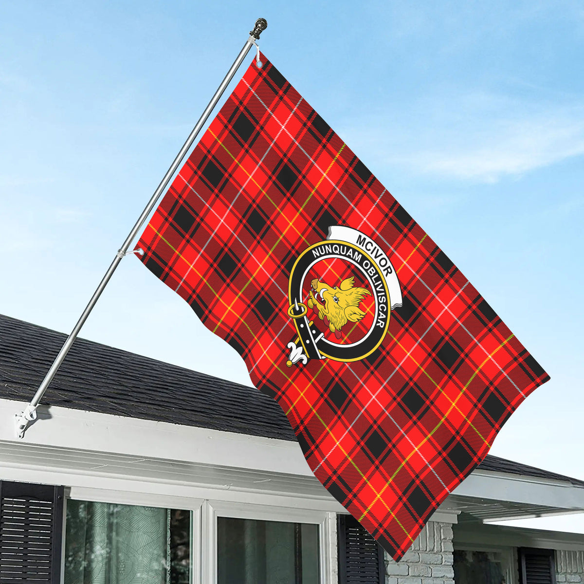 McIvor Tartan Crest House Flag
