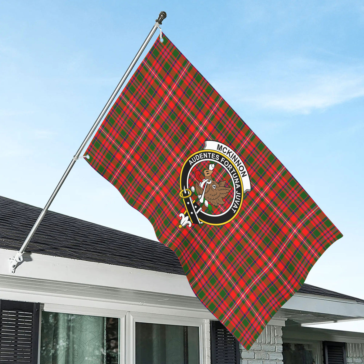 McKinnon Modern Tartan Crest House Flag