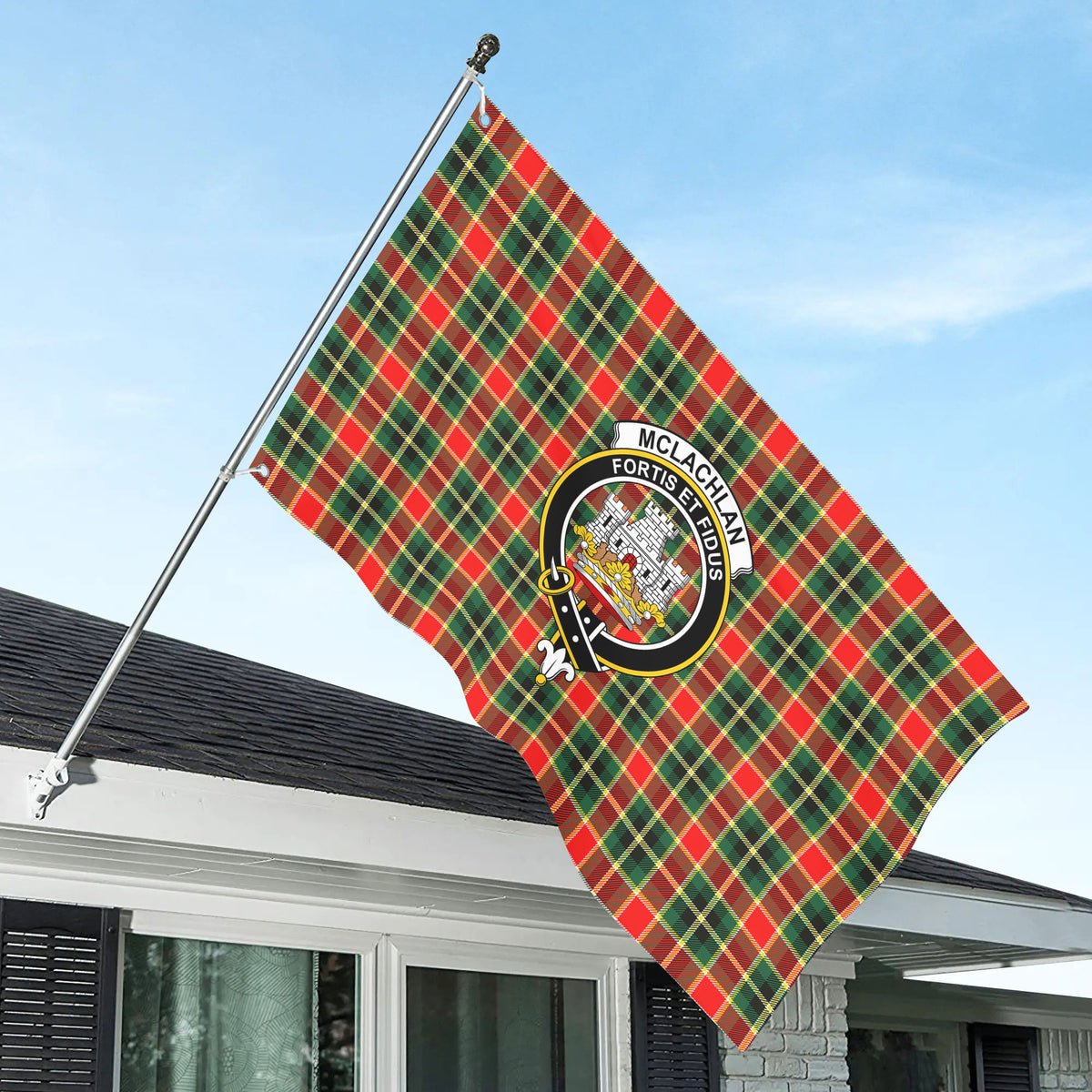 McLachlan Hunting Modern Tartan Crest House Flag