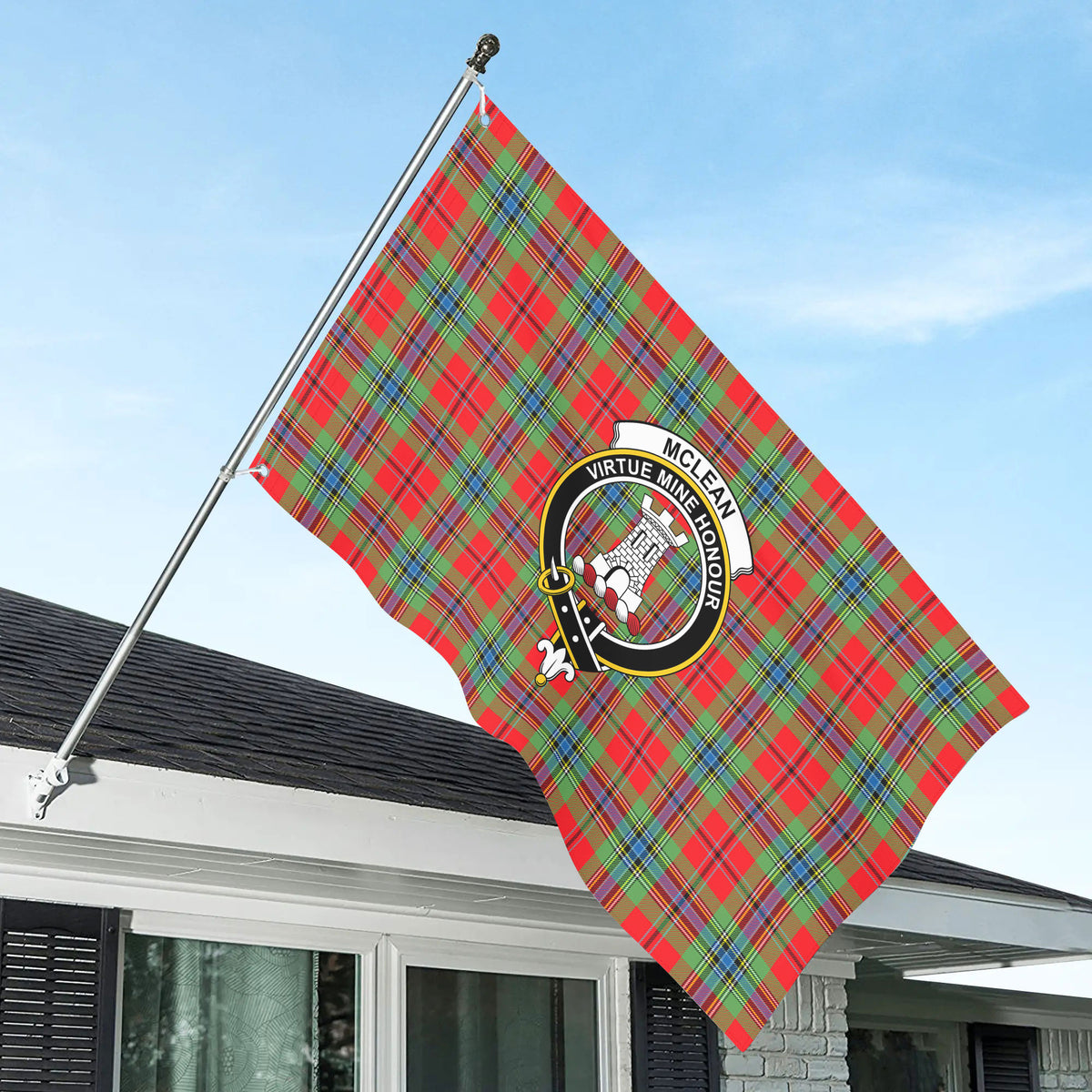McLean of Duart Modern Tartan Crest House Flag