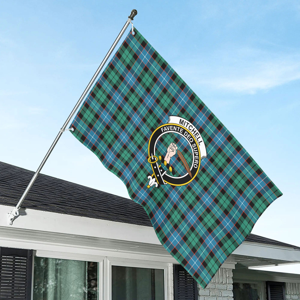 Mitchell Ancient Tartan Crest House Flag