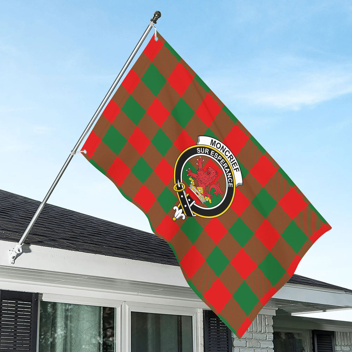 Moncrief Tartan Crest House Flag