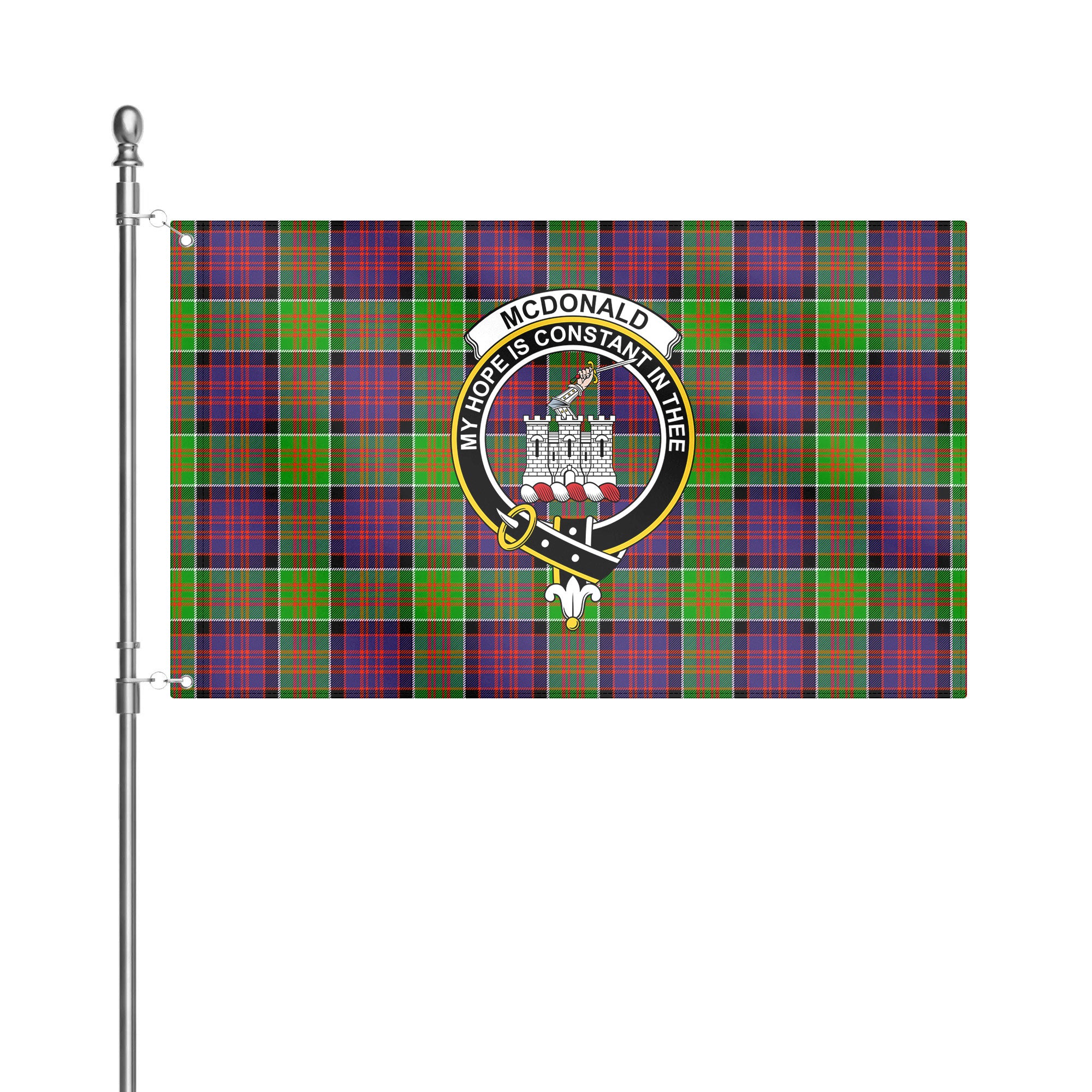 McDonald (Clan Ranald) Tartan Crest House Flag