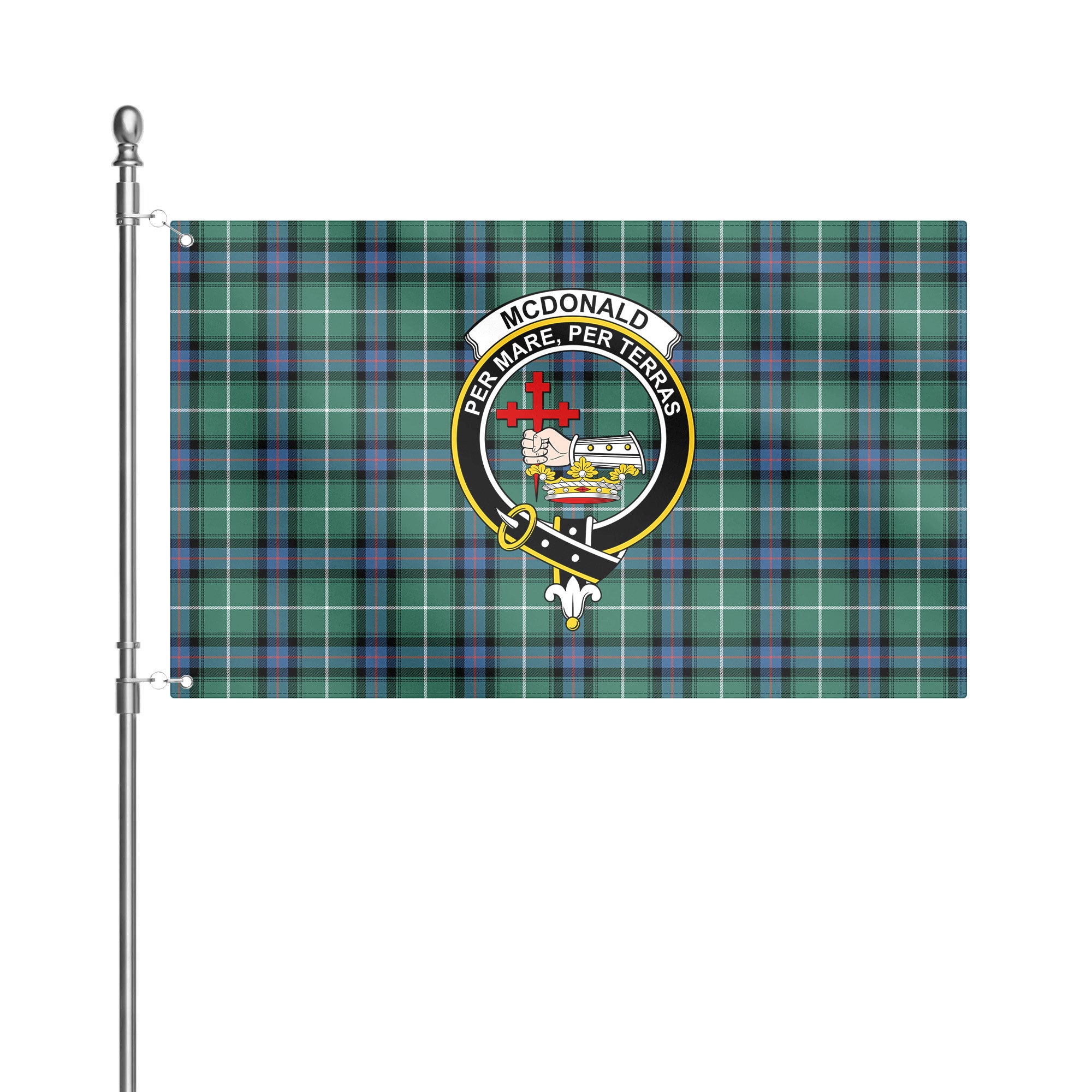 McDonald of the Isles Hunting Ancient Tartan Crest House Flag