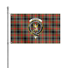 Stewart Black Tartan Crest House Flag