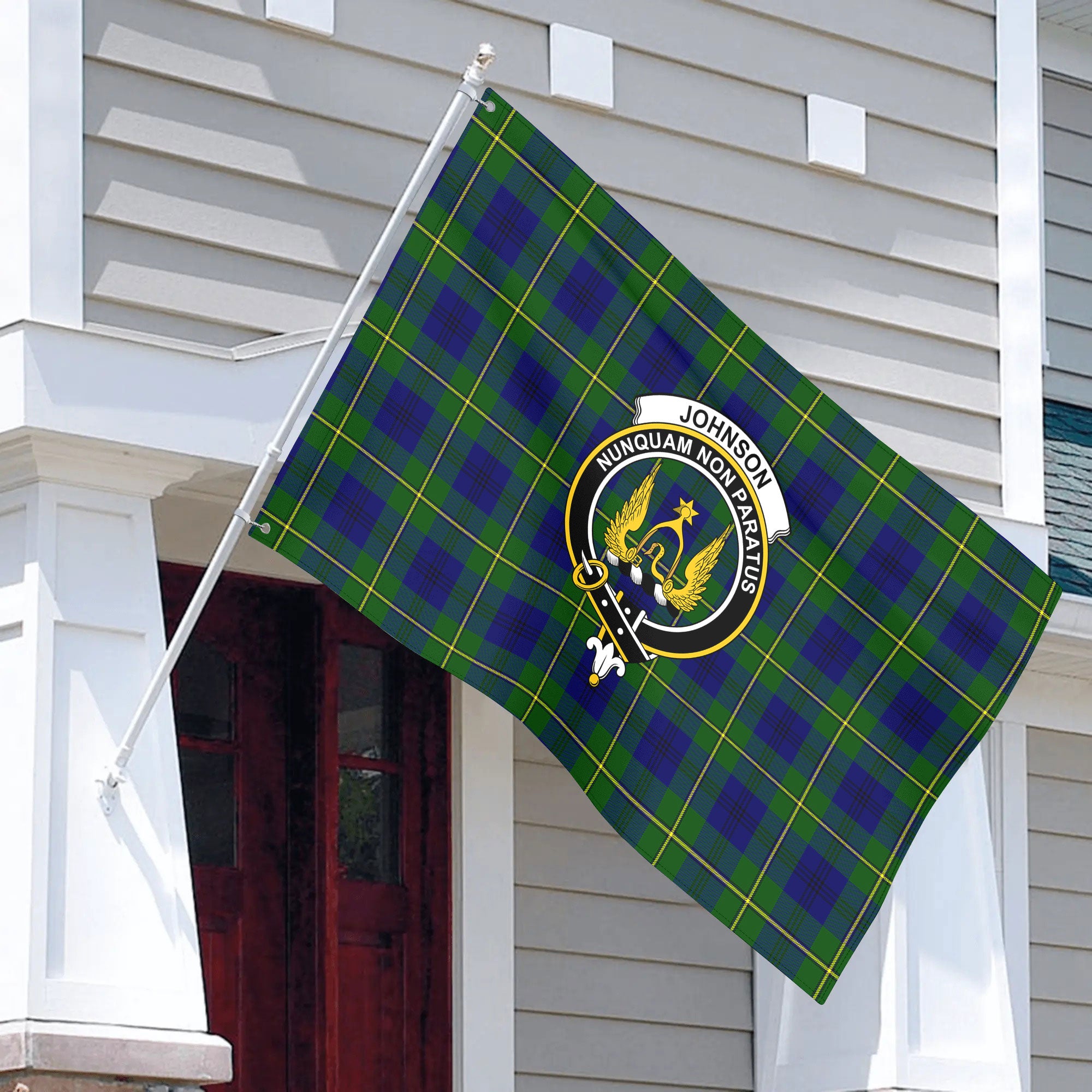 Johnson Modern Tartan Crest House Flag