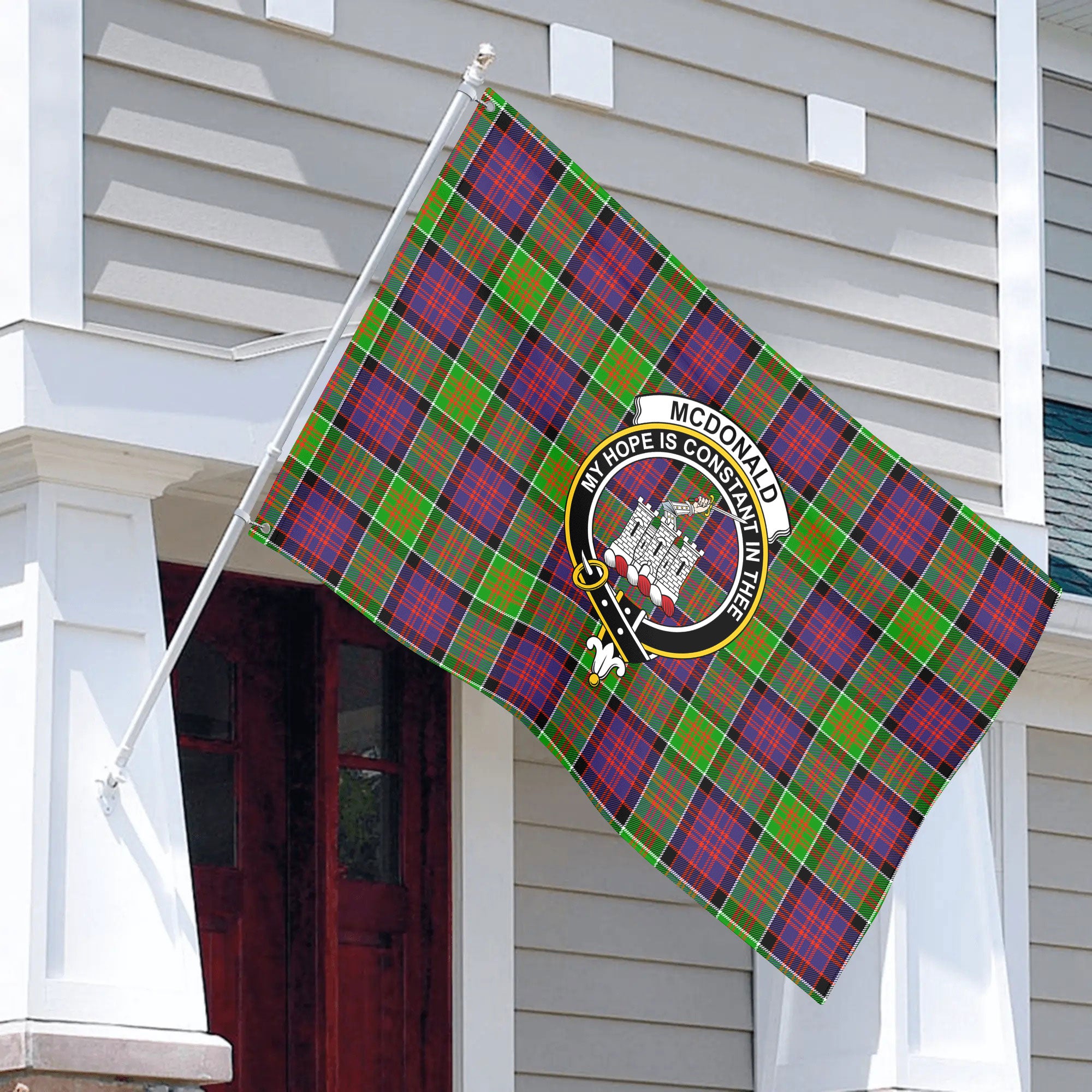 McDonald (Clan Ranald) Tartan Crest House Flag