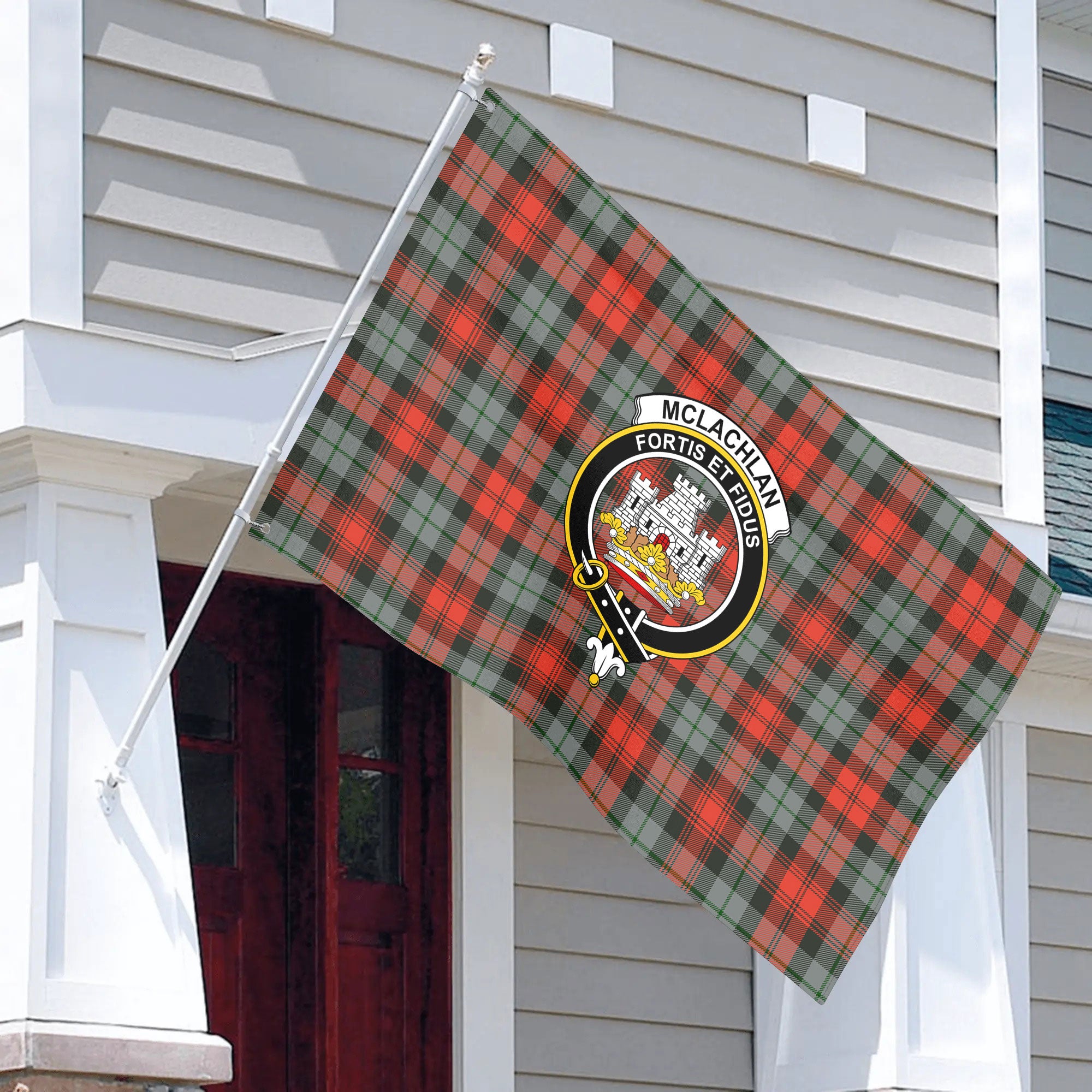 McLachlan Weathered Tartan Crest House Flag