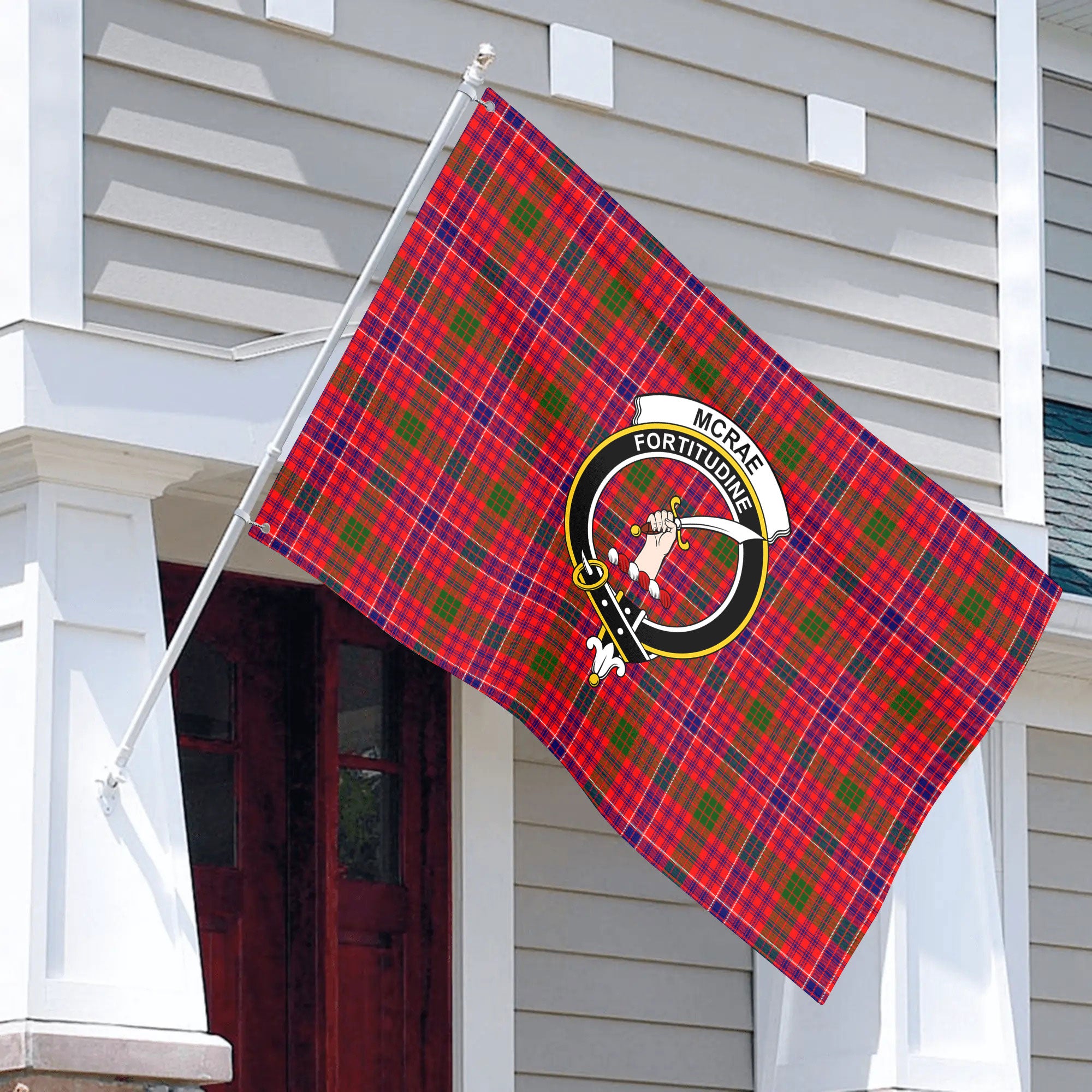 McRae Modern Tartan Crest House Flag