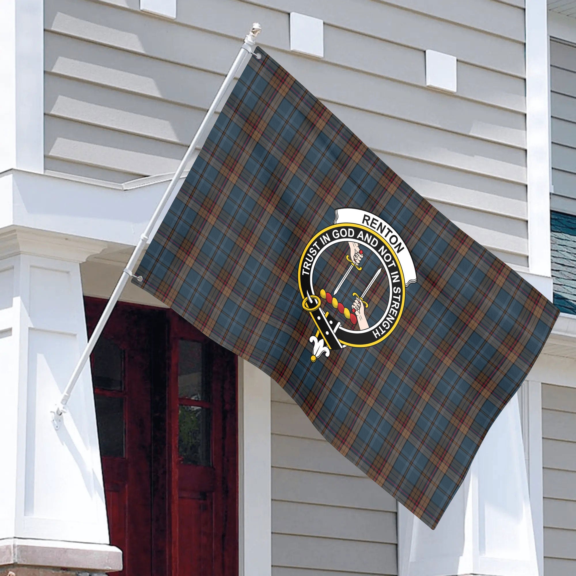 Renton Tartan Crest House Flag