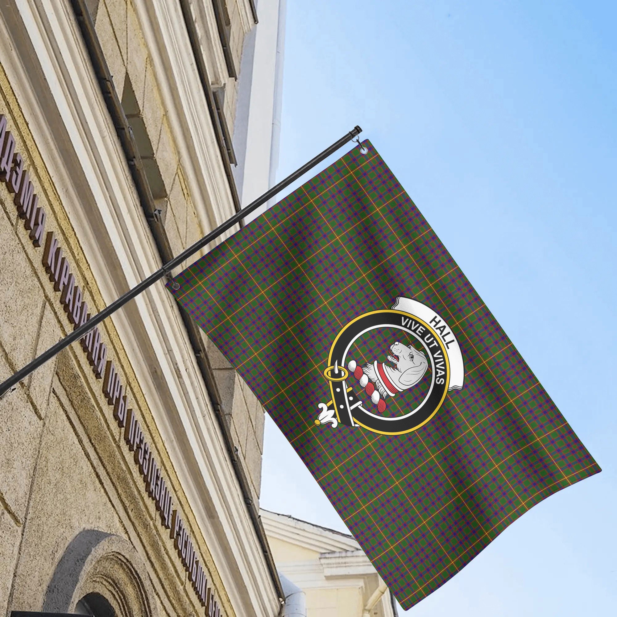 Hall Tartan Crest House Flag