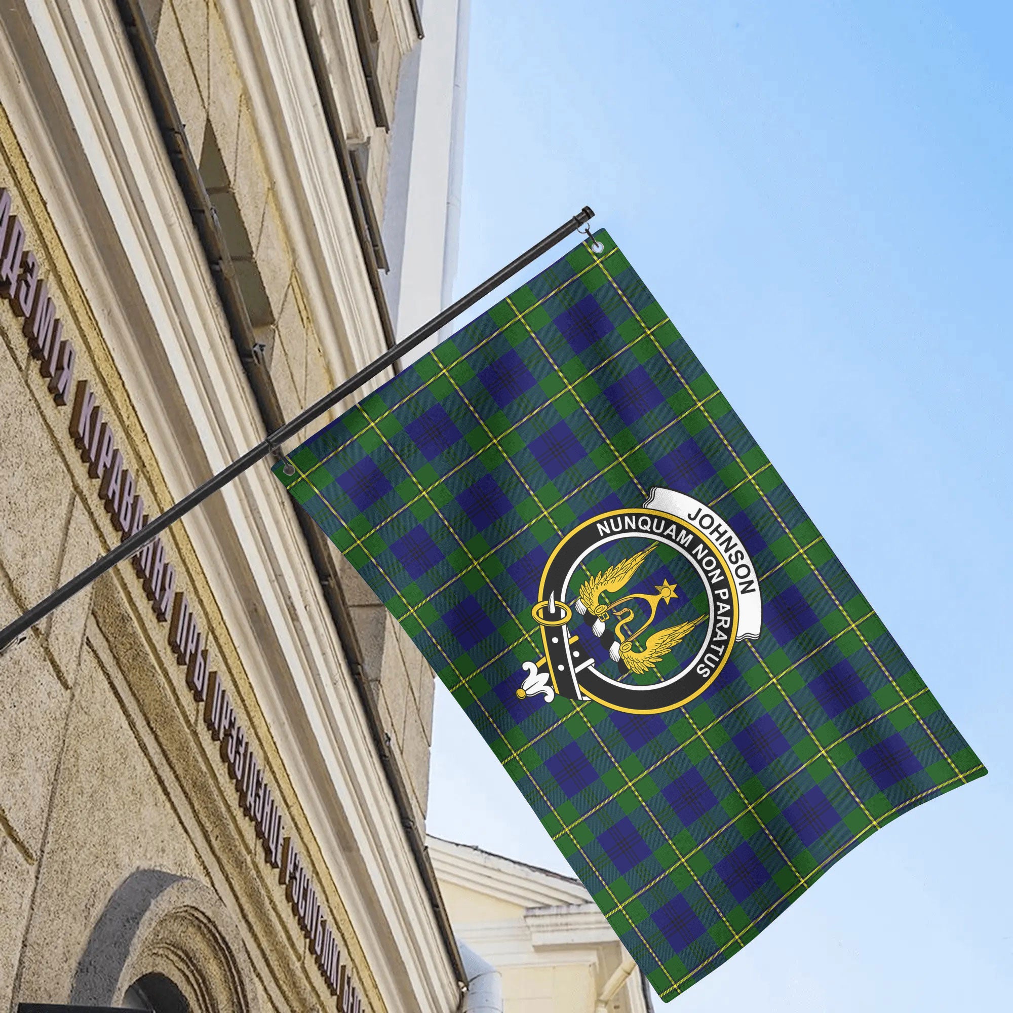 Johnson Modern Tartan Crest House Flag