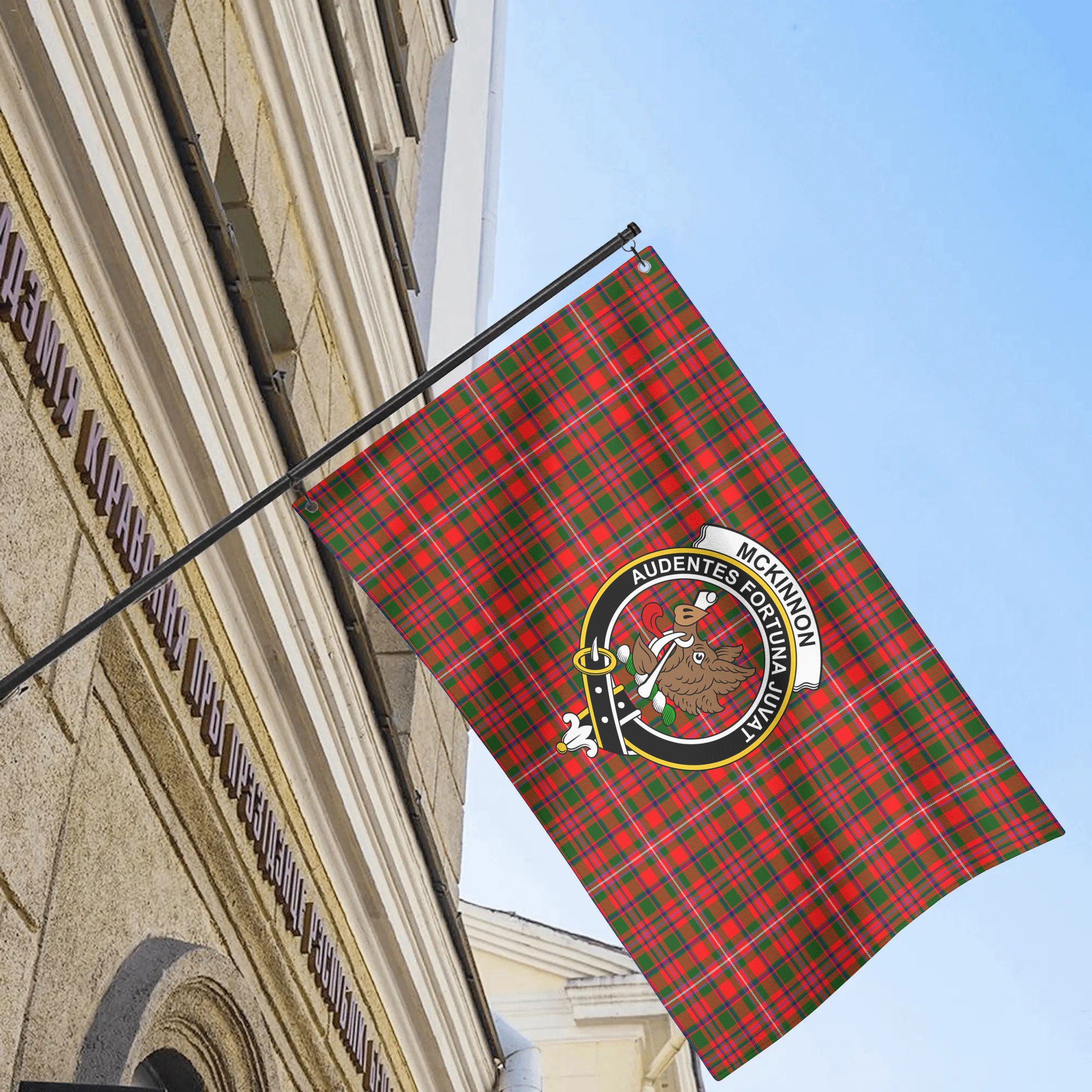 McKinnon Modern Tartan Crest House Flag