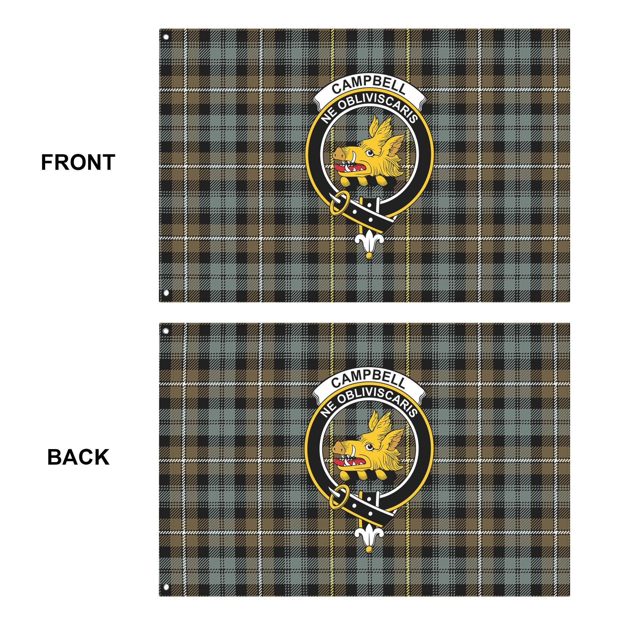 Campbell Argyll Weathered Tartan Crest House Flag