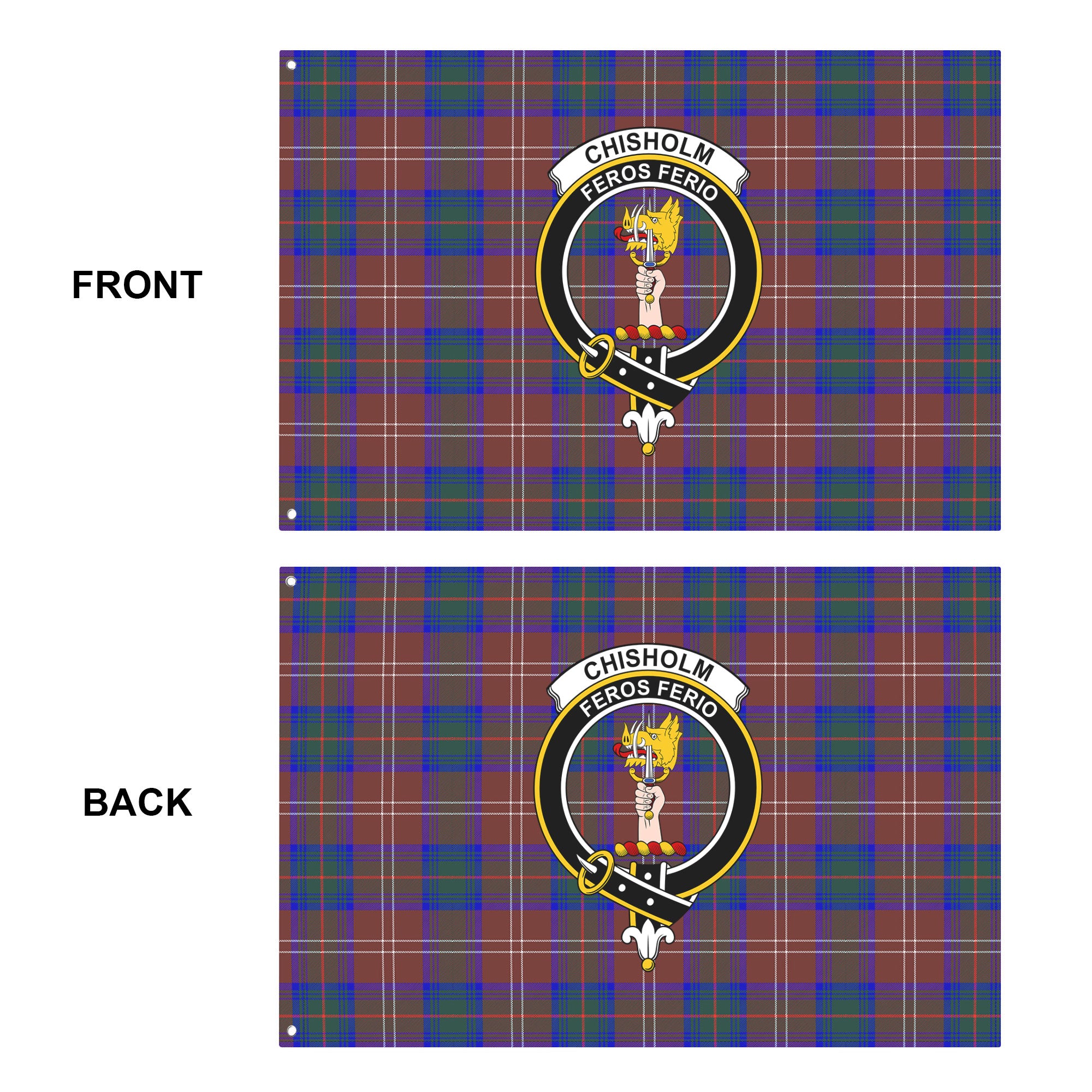 Chisholm Hunting Modern Tartan Crest House Flag