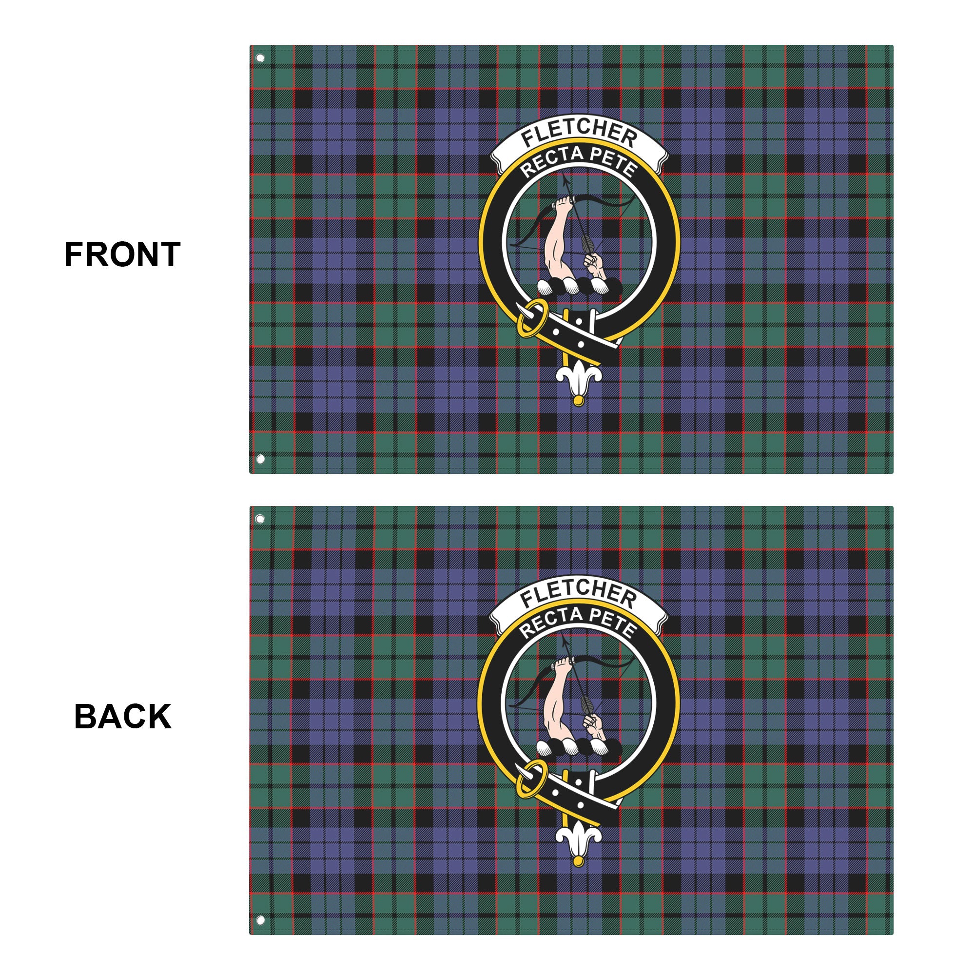 Fletcher Modern Tartan Crest House Flag