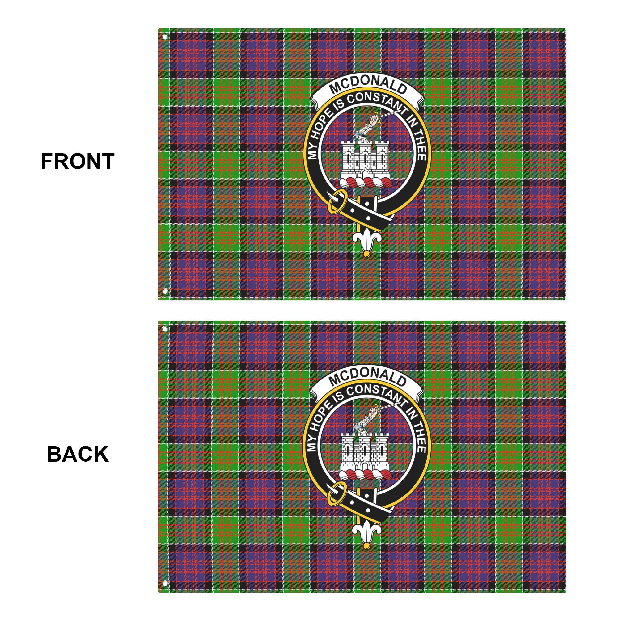 McDonald (Clan Ranald) Tartan Crest House Flag
