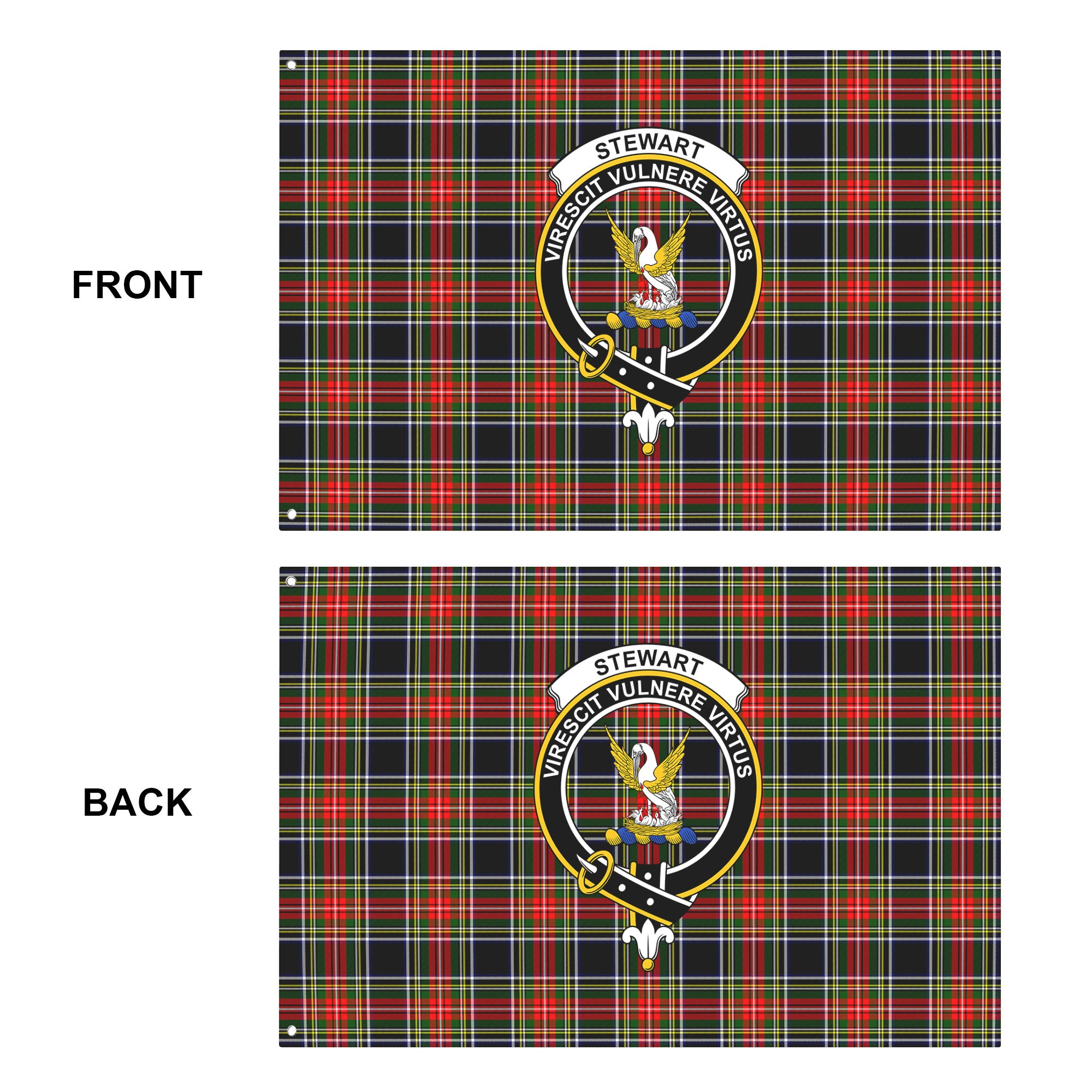 Stewart Black Tartan Crest House Flag
