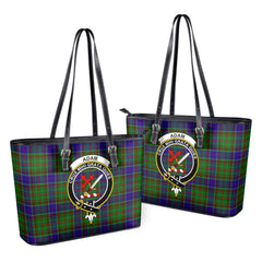 Adam Tartan Crest Leather Tote Bag