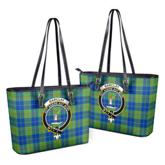 Barclay Hunting Ancient Tartan Crest Leather Tote Bag