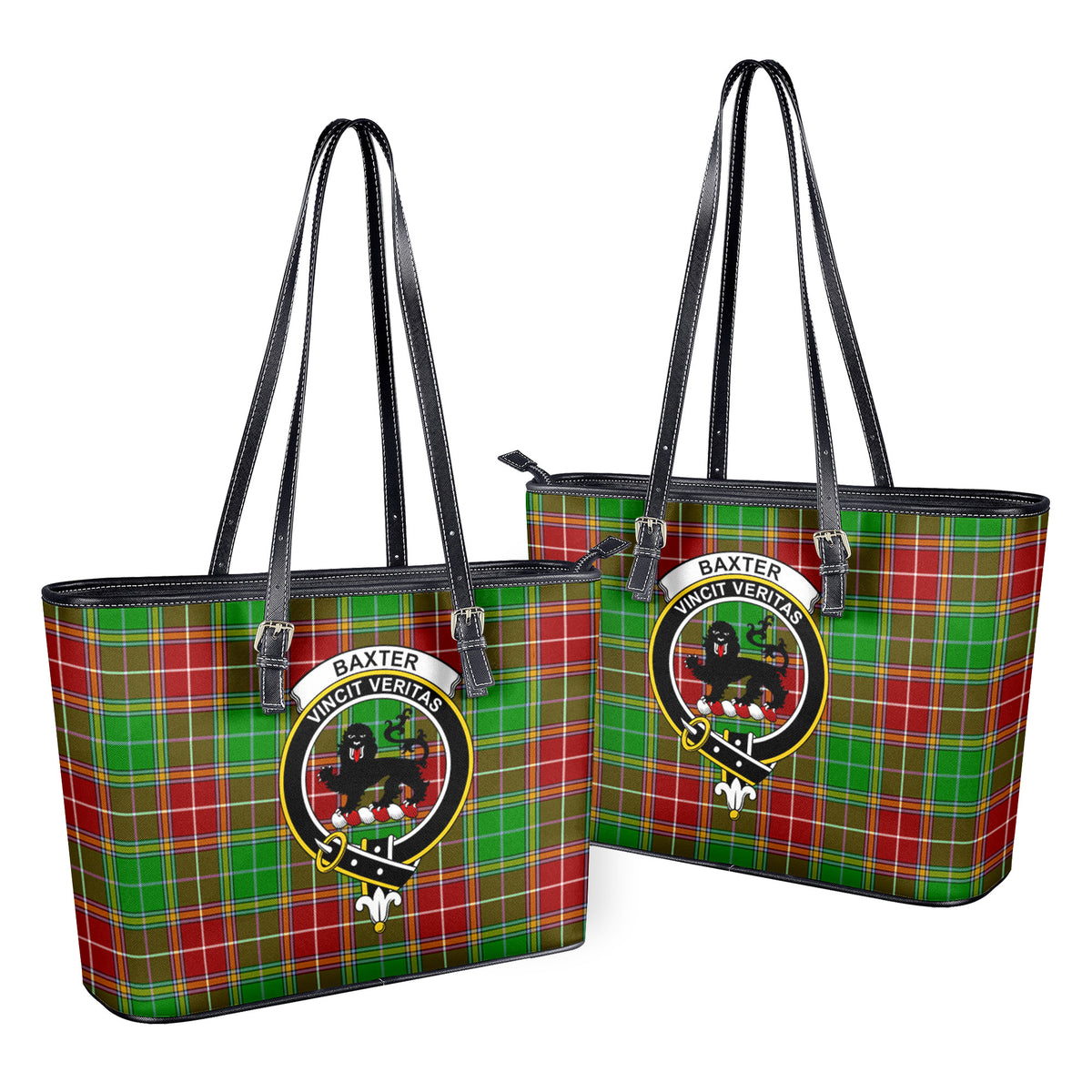 Baxter Modern Tartan Crest Leather Tote Bag