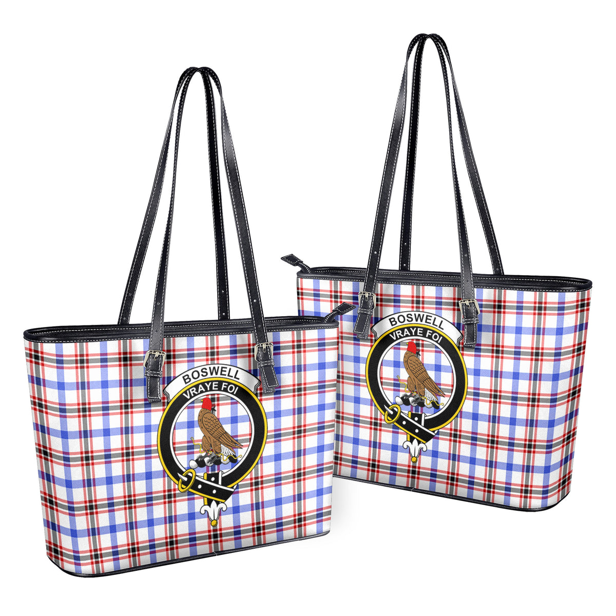 Boswell Modern Tartan Crest Leather Tote Bag