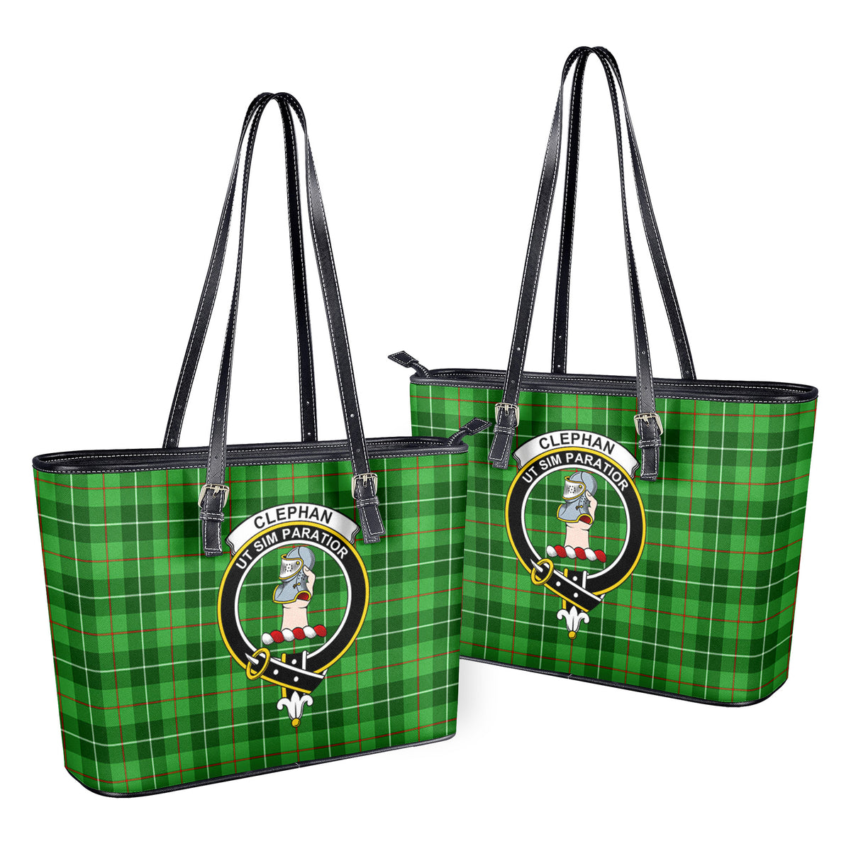 Clephan (or Clephane) Tartan Crest Leather Tote Bag