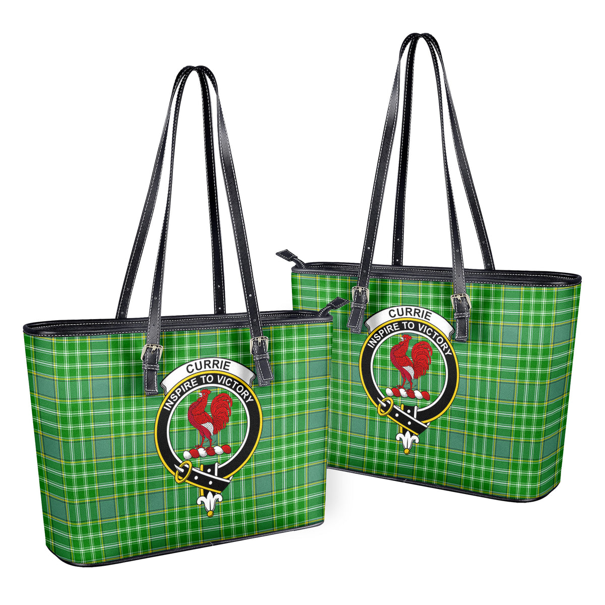 Currie Tartan Crest Leather Tote Bag