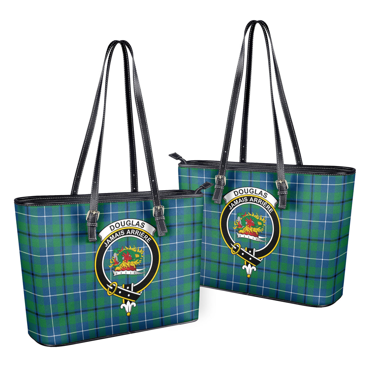 Douglas Ancient Tartan Crest Leather Tote Bag