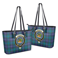 Douglas Modern Tartan Crest Leather Tote Bag