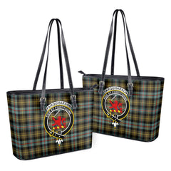 Farquharson Weathered Tartan Crest Leather Tote Bag