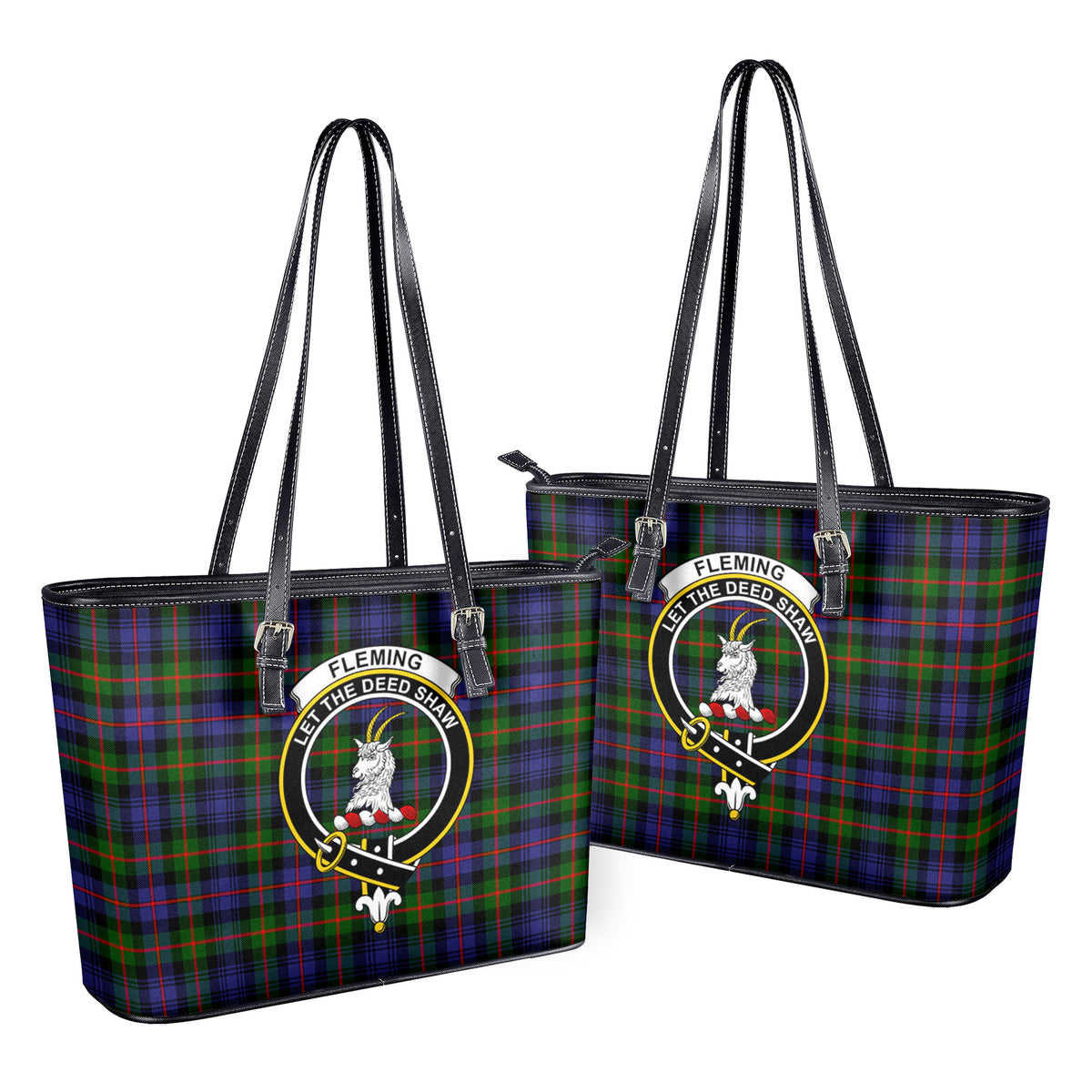 Fleming Tartan Crest Leather Tote Bag