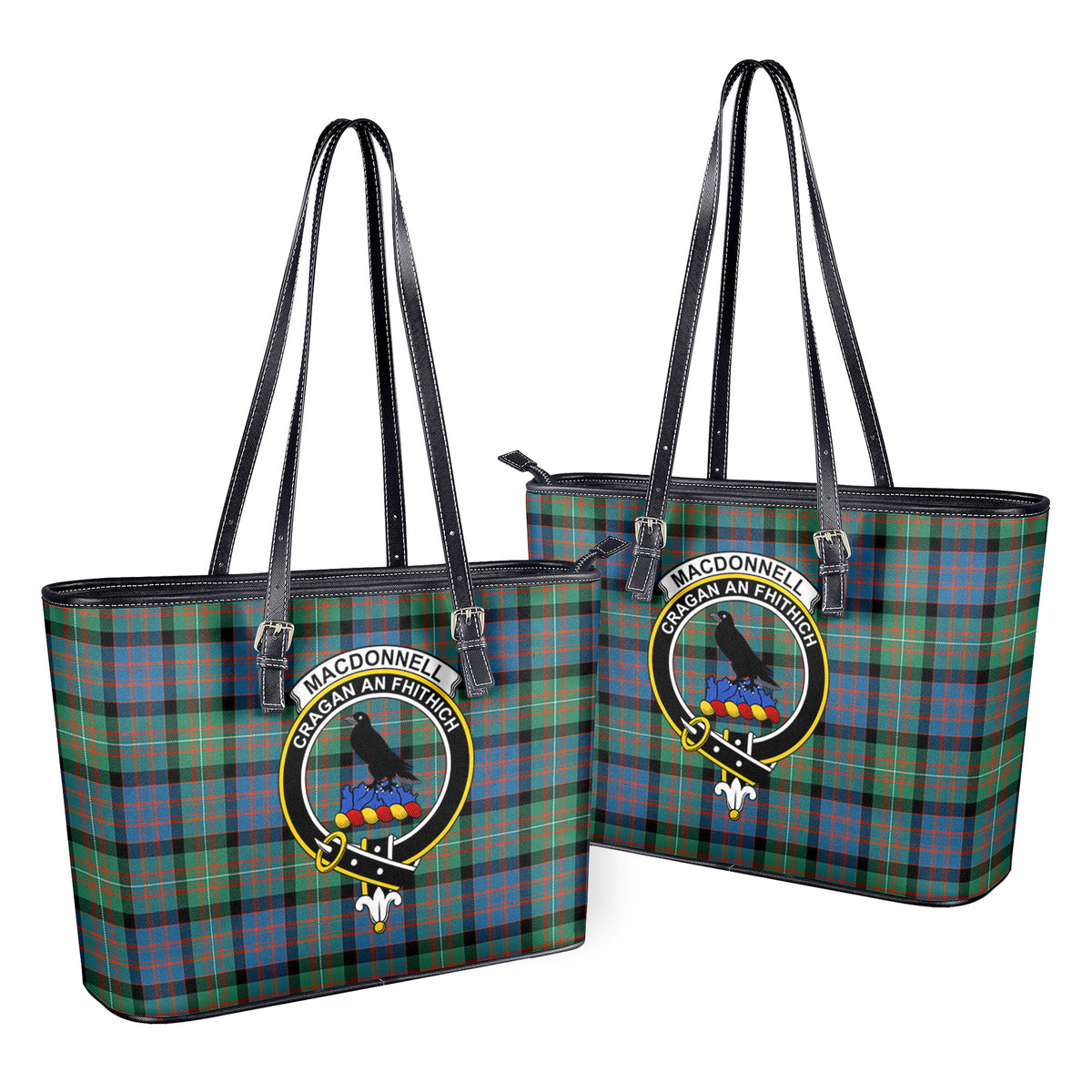 MacDonnell of Glengarry Ancient Tartan Crest Leather Tote Bag
