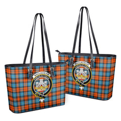 MacLachlan Ancient Tartan Crest Leather Tote Bag