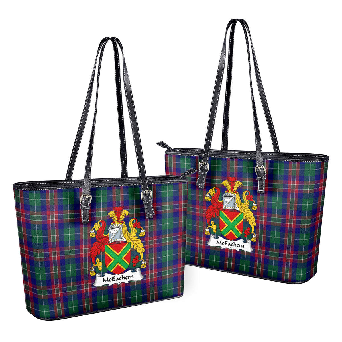 McEachern Tartan Crest Leather Tote Bag