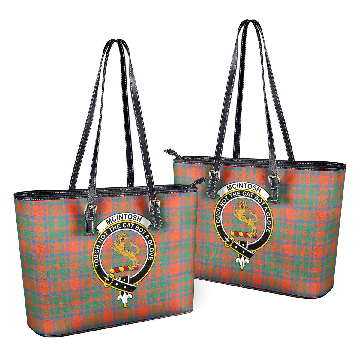 McIntosh Ancient Tartan Crest Leather Tote Bag