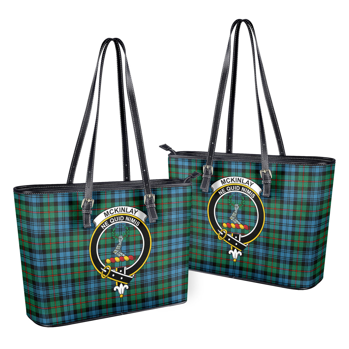 McKinlay Ancient Tartan Crest Leather Tote Bag