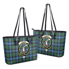 McRae Hunting Ancient Tartan Crest Leather Tote Bag
