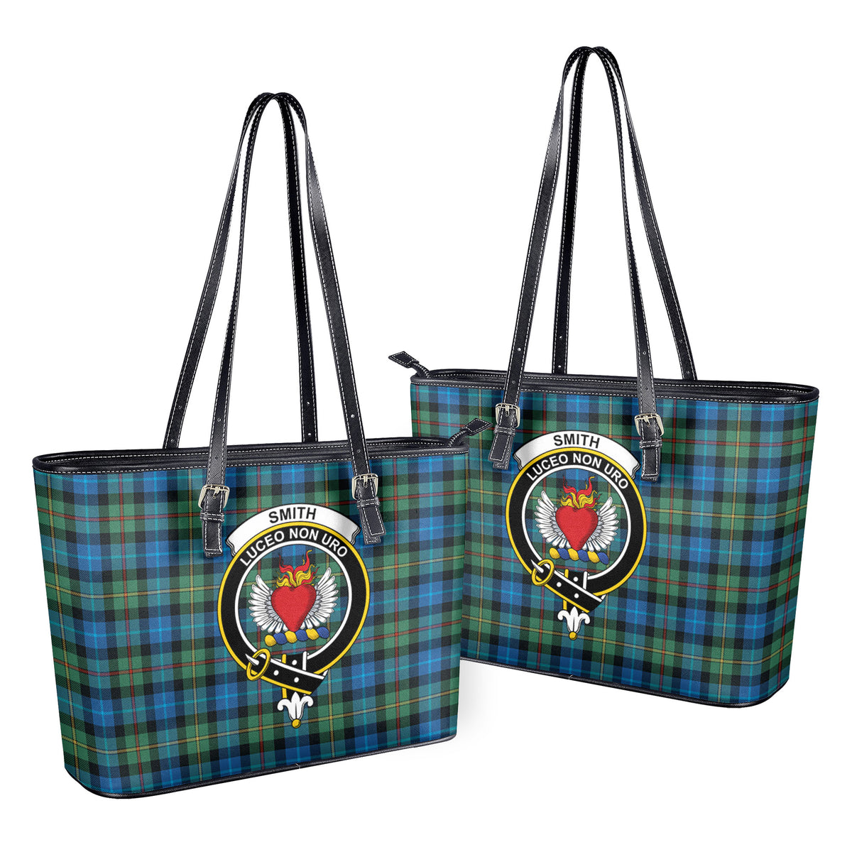 Smith Ancient Tartan Crest Leather Tote Bag