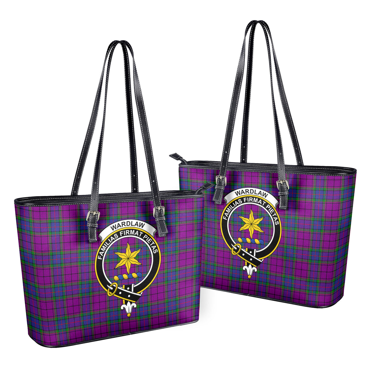 Wardlaw Modern Tartan Crest Leather Tote Bag