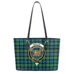 Baillie Ancient Tartan Crest Leather Tote Bag