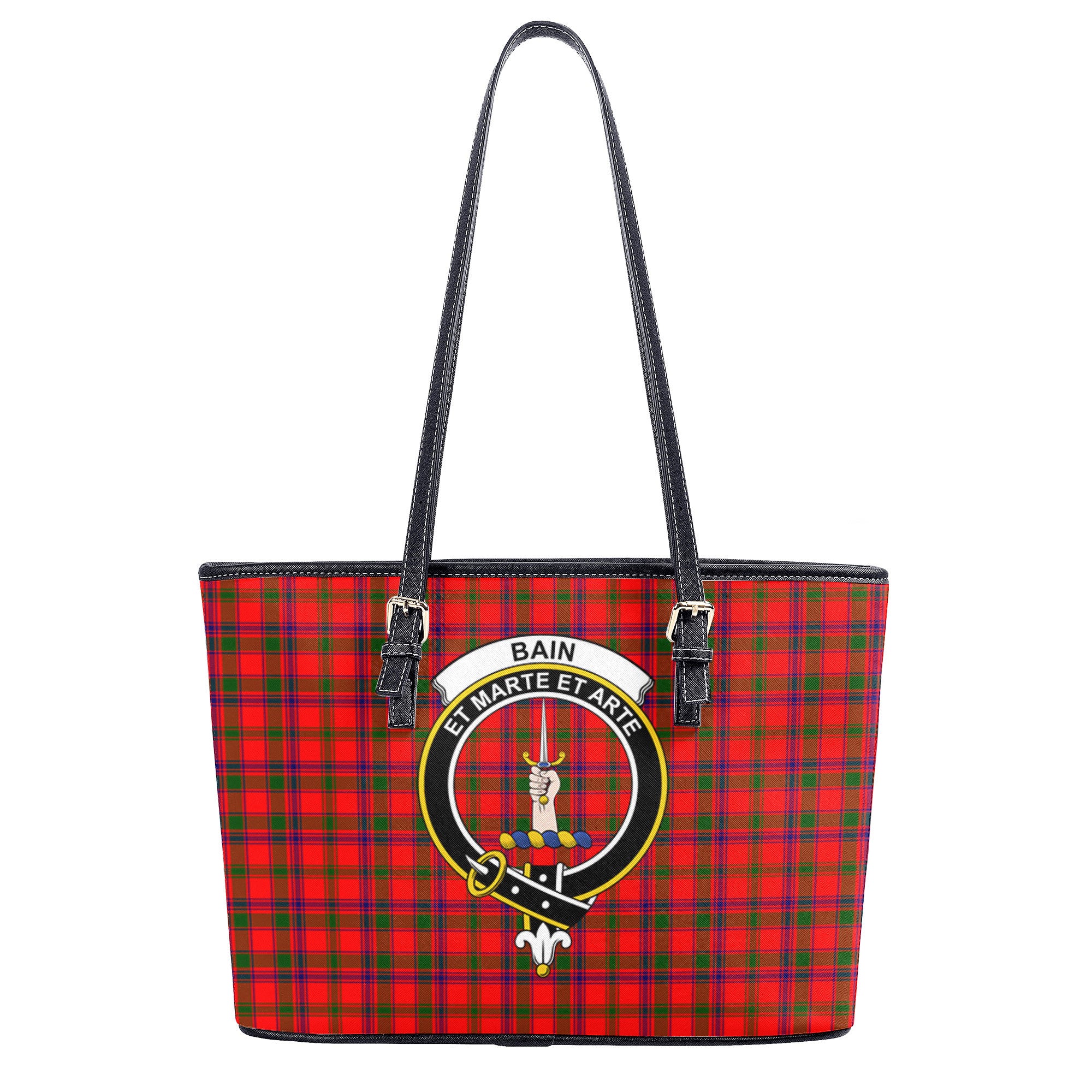 Bain Tartan Crest Leather Tote Bag