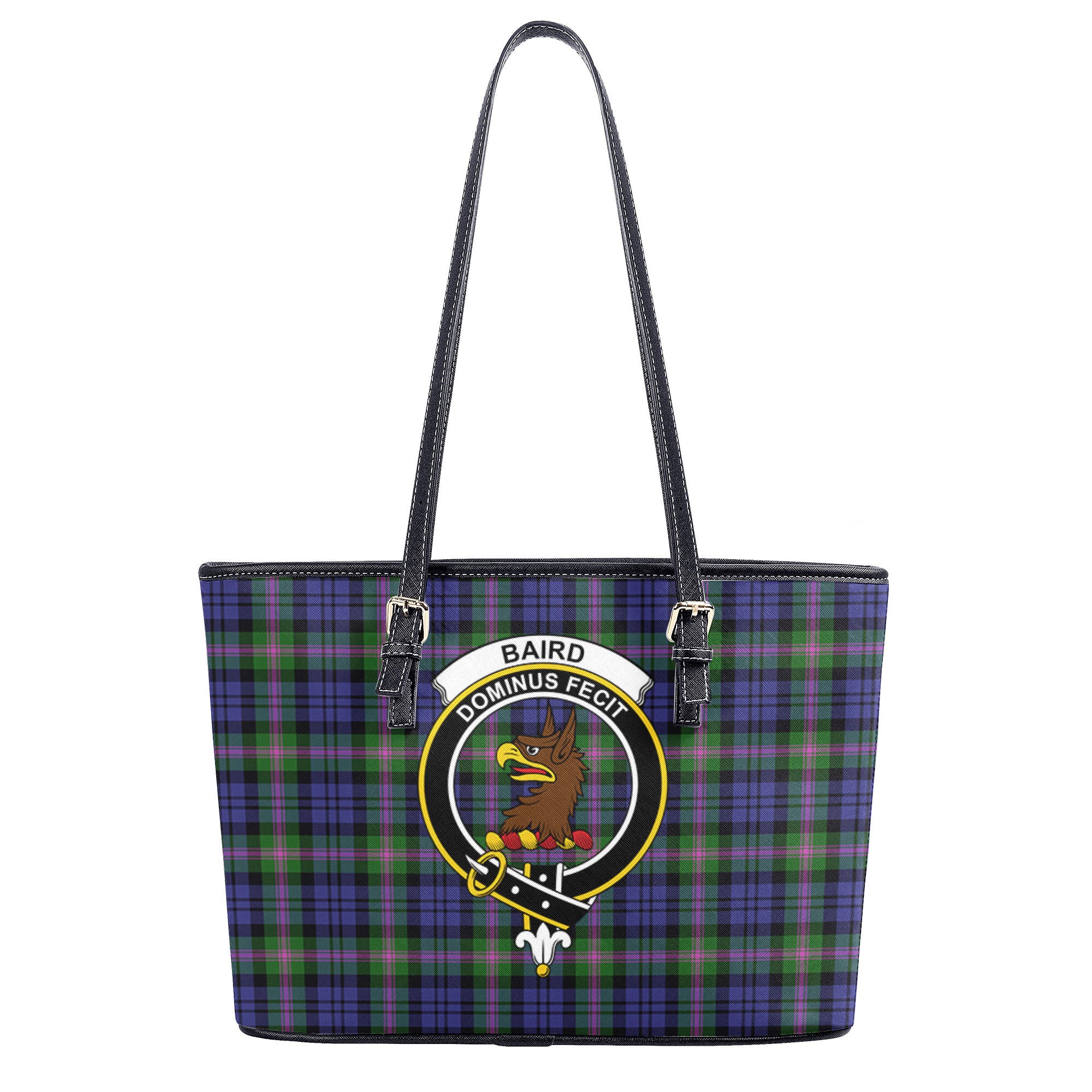 Baird Modern Tartan Crest Leather Tote Bag